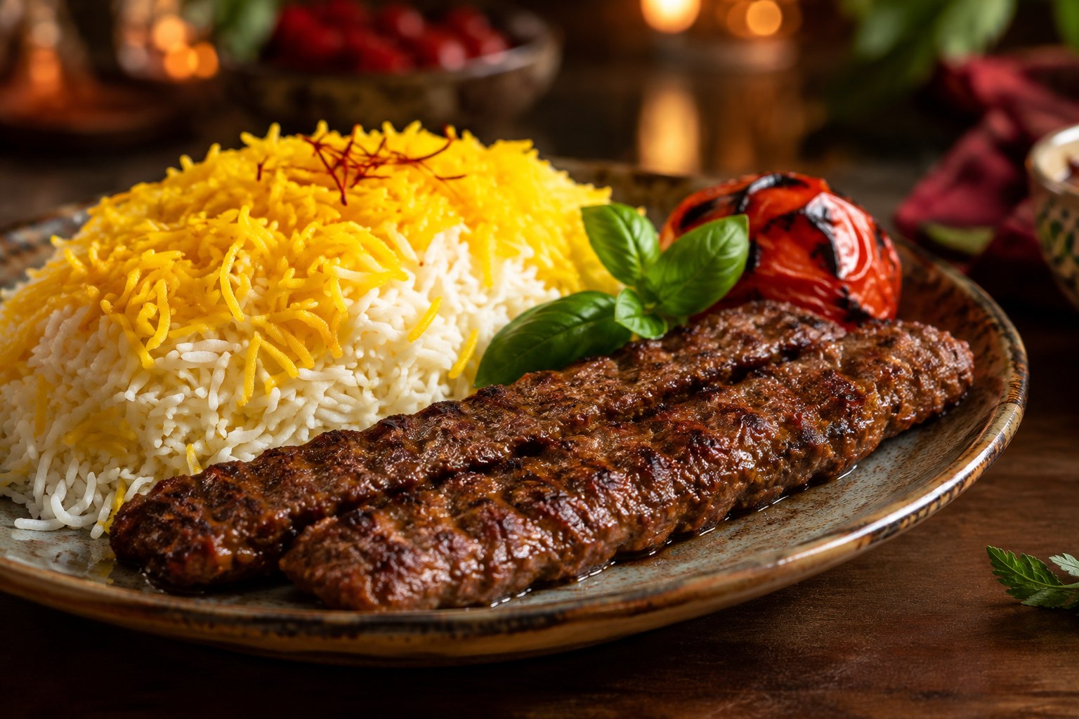 چلوکباب کوبیده سنتی
